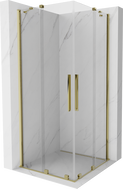 Mexen Velar Дуо плъзгаща се душ кабина 90 x 90 см, прозрачна, златна - 871-090-090-02-50