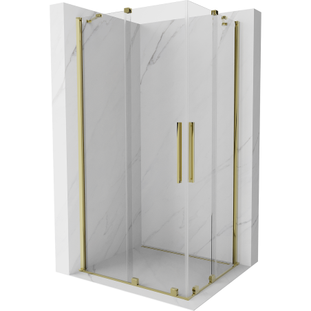 Mexen Velar Дуо плъзгаща се душ кабина 90 x 80 см, прозрачна, златна - 871-090-080-02-50