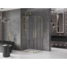 Mexen Velar Двойна плъзгаща душ кабина 90 x 80 см, прозрачна, златна - 871-090-080-02-50