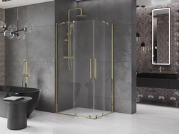 Mexen Velar Duo душ кабина с плъзгащи се врати 100 x 90 см, прозрачен, златен - 871-100-090-02-50