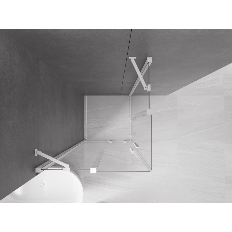 Mexen Velar Дуо разтегателна душ кабина 80 x 80 cm, прозрачна, бяла - 871-080-080-02-20