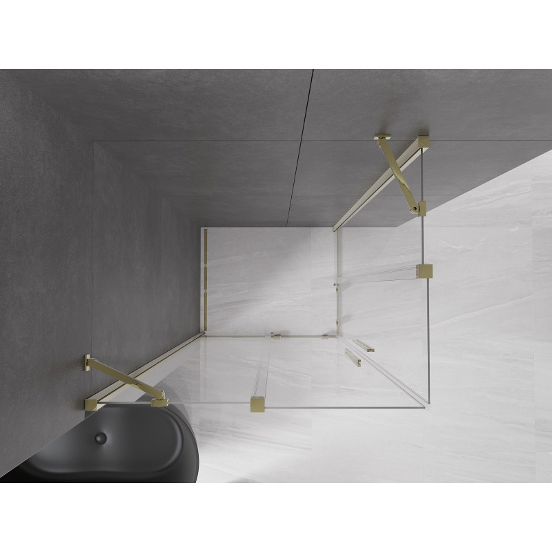 Mexen Velar Дуо плъзгаща се душ кабина 90 x 80 см, прозрачна, златна - 871-090-080-02-50