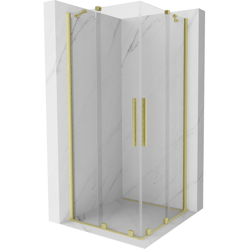 Mexen Velar Duo плъзгаща се душ кабина 80 x 80 см, прозрачна, златно четкано - 871-080-080-02-55