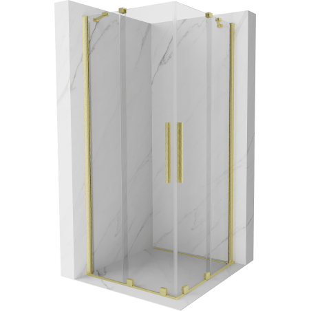Mexen Velar Duo плъзгаща се душ кабина 80 x 80 см, прозрачна, златно четкано - 871-080-080-02-55