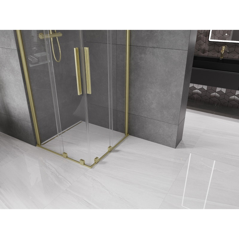 Mexen Velar Duo плъзгаща се душ кабина 80 x 80 см, прозрачна, златна четкана