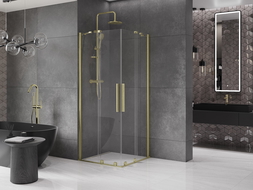 Mexen Velar Duo душ кабина с плъзгащи се врати 80 x 80 см, прозрачна, златно шлифована - 871-080-080-02-55