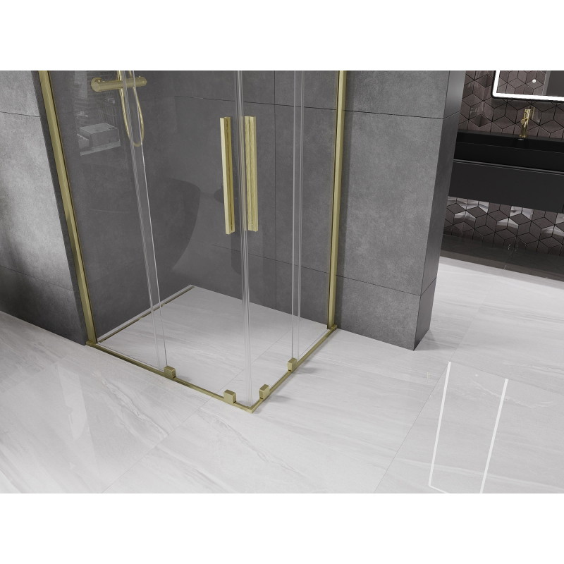 Mexen Velar Duo плъзгаща се душ кабина 100 x 90 см, прозрачна, златна с четкана