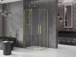 Mexen Velar Duo плъзгаща се душ кабина 100 x 90 см, прозрачна, златна матирана - 871-100-090-02-55