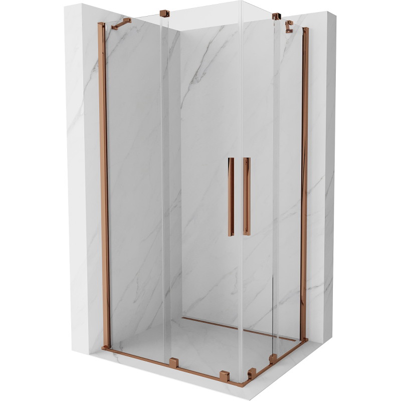 Mexen Velar Duo плъзгаща се душ кабина 90 x 80 см, прозрачна, розово злато