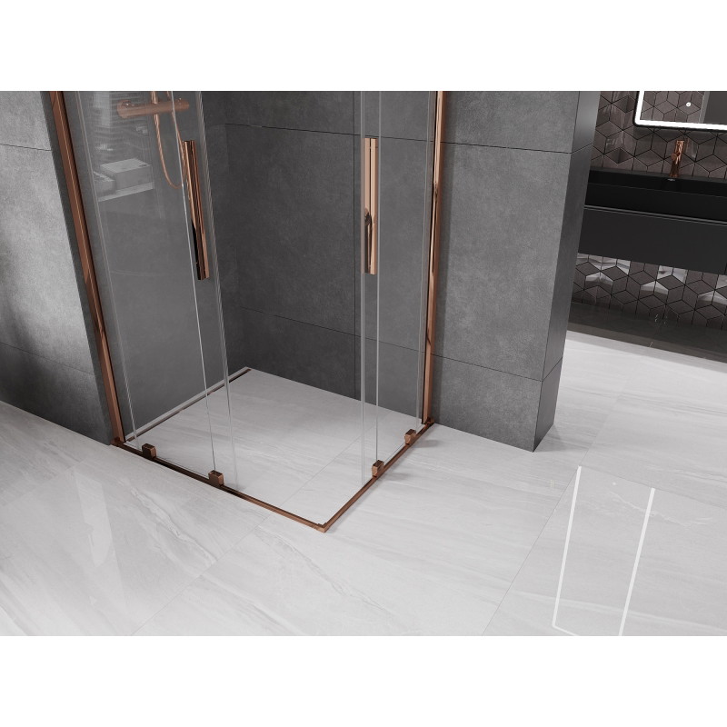 Mexen Velar Duo плъзгаща се душ кабина 90 x 80 см, прозрачна, розово злато