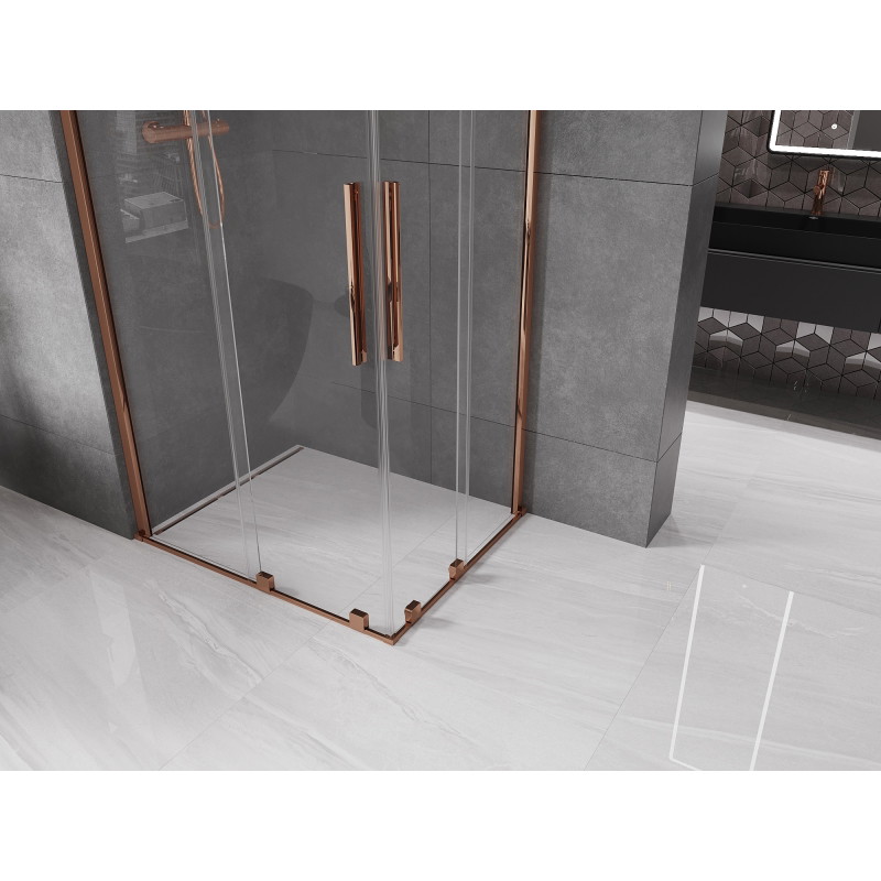 Mexen Velar Duo плъзгаща се душ кабина 90 x 80 см, прозрачна, розово злато