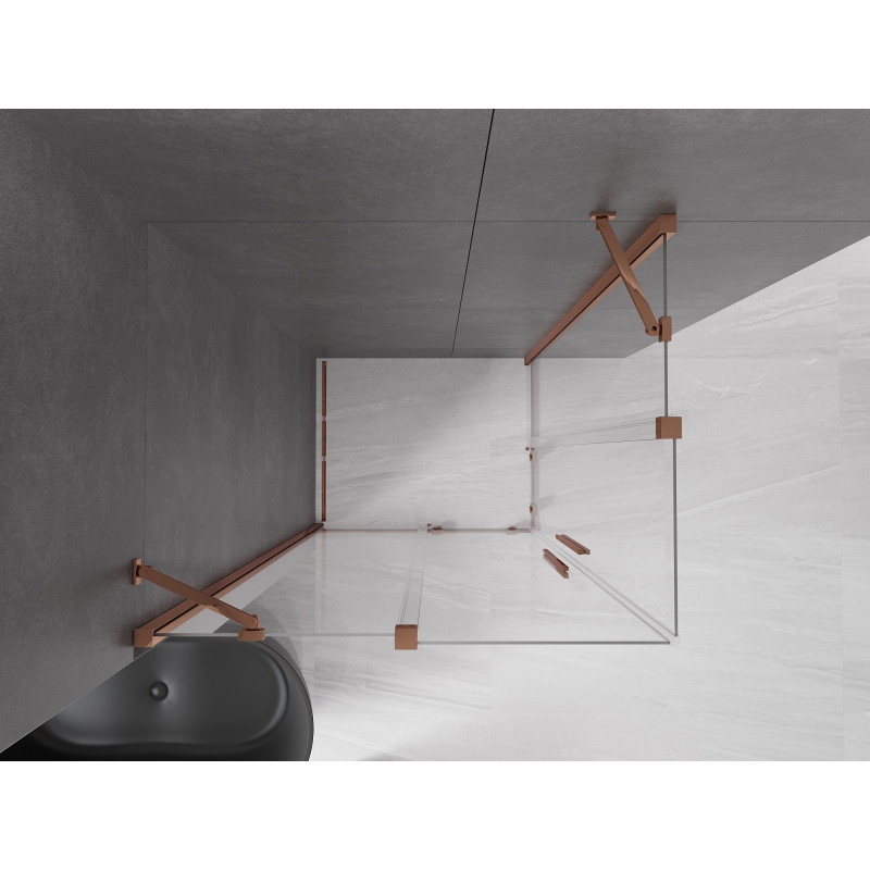 Mexen Velar Duo плъзгаща се душ кабина 90 x 80 см, прозрачна, розово злато