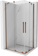 Mexen Velar Duo разтегателен душ кабина 100 x 90 см, прозрачна, розово злато - 871-100-090-02-60