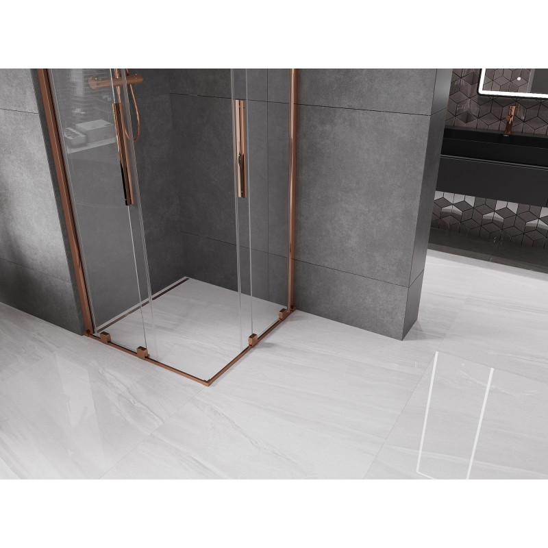 Mexen Velar Двойна плъзгаща се душ кабина 80 x 80 см, прозрачна, розово злато