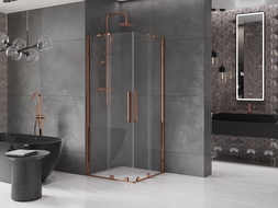 Mexen Velar Duo душ кабина с плъзгаща се врата 80 x 80 см, прозрачно, розово злато - 871-080-080-02-60