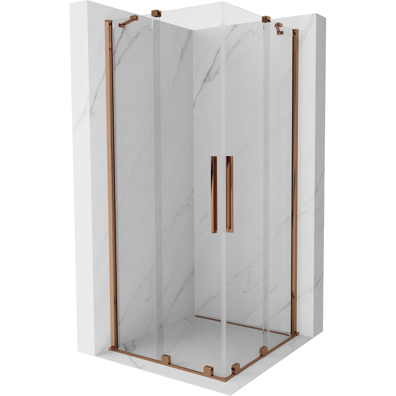 Mexen Velar Duo плъзгаща се душ кабина 90 x 90 см, прозрачна, розово злато - 871-090-090-02-60