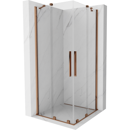 Mexen Velar Duo плъзгаща се душ кабина 90 x 90 см, прозрачна, розово злато - 871-090-090-02-60