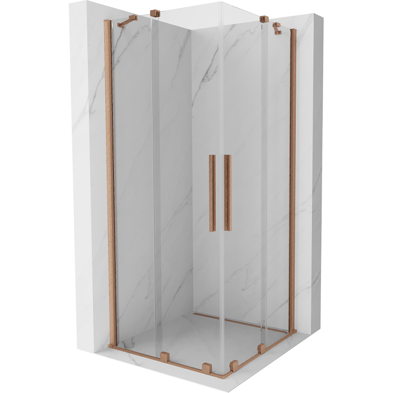 Mexen Velar Duo плъзгаща се душ кабина 80 x 80 см, прозрачна, четкана мед - 871-080-080-02-65