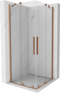 Mexen Velar Duo душ кабина със сгъваеми врати 80 x 80 см, прозрачна, четка бронз - 871-080-080-02-65