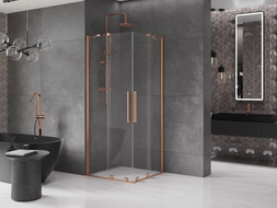 Mexen Velar Двойна плъзгаща се душ кабина 80 x 80 см, прозрачна, матирана мед