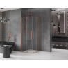 Mexen Velar Дуо плъзгаща се душ кабина 90 x 90 см, прозрачна, четкана мед