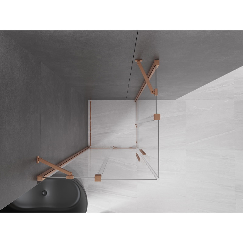 Mexen Velar Дуо плъзгаща се душ кабина 90 x 90 см, прозрачна, четкана мед