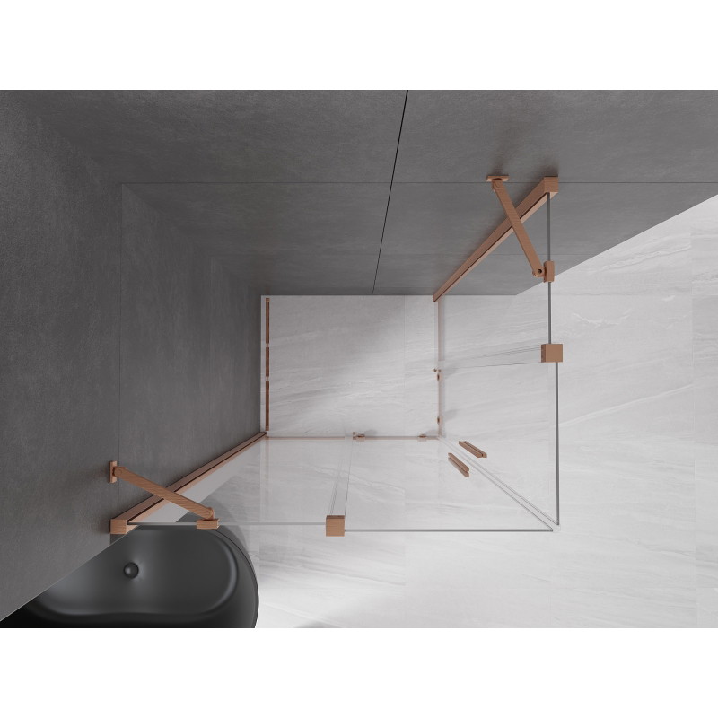 Mexen Velar Двойна плъзгаща се душ кабина 90 x 80 см, прозрачна, четкана мед
