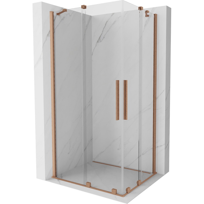 Mexen Velar Duo плъзгаща се душ кабина 100 x 90 см, прозрачна, четкана мед