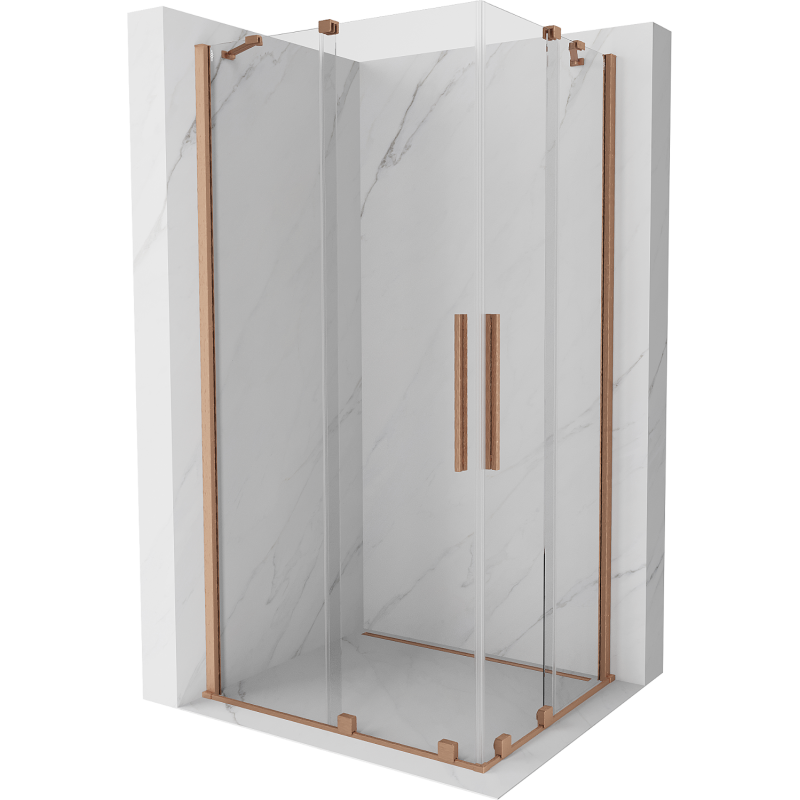 Mexen Velar Duo плъзгаща се душ кабина 100 x 90 см, прозрачна, матиран месинг - 871-100-090-02-65