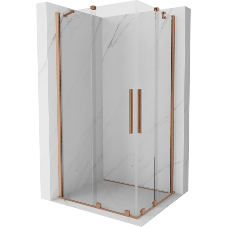 Mexen Velar Duo плъзгаща се душ кабина 100 x 90 см, прозрачна, матиран месинг - 871-100-090-02-65