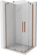 Mexen Velar Duo душ кабина с плъзгащи се врати 100 x 90 см, прозрачна, четка мед - 871-100-090-02-65