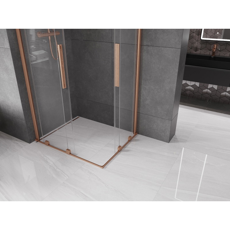 Mexen Velar Duo плъзгаща се душ кабина 100 x 90 см, прозрачна, матирано медно