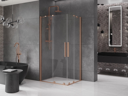 Mexen Velar Duo плъзгаща се душ кабина 100 x 90 см, прозрачна, четкана мед