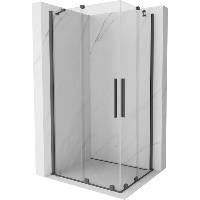 Mexen Velar Двукабинна душкабина с плъзгаща се врата 100 x 90 см, прозрачна, четкано сиво оръдие - 871-100-090-02-66