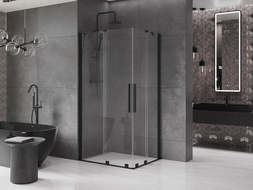 Mexen Velar Duo душ кабината раздвижна 90 x 80 см, прозрачна, черна - 871-090-080-02-70