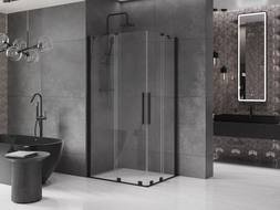 Mexen Velar Душ кабина Duo с плъзгащи се врати 90 x 80 см, прозрачна, черна