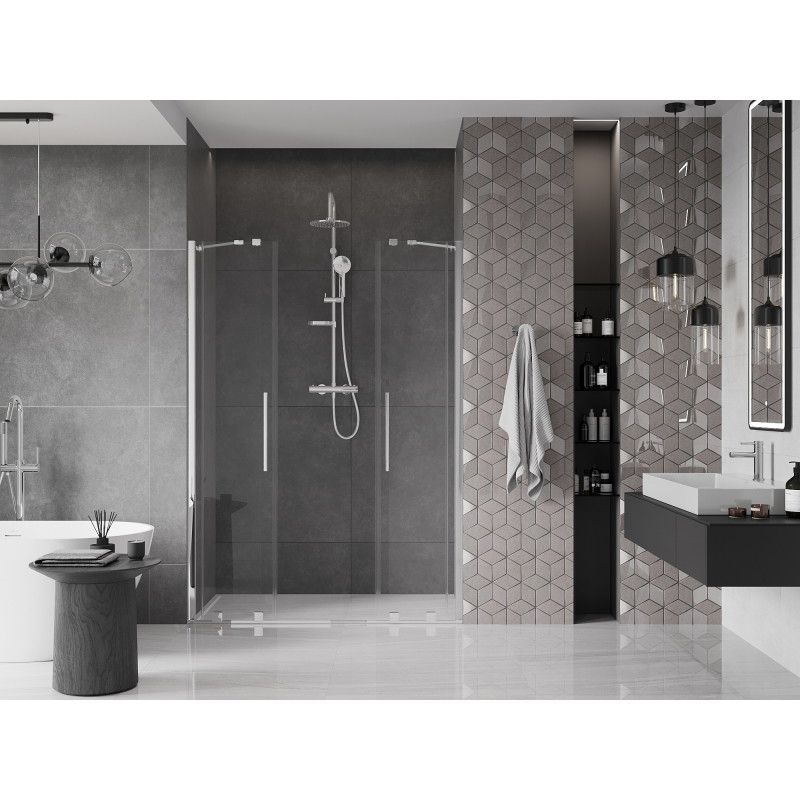 Mexen Velar Duo плъзгащи се душ врати 160 см, прозрачни, хром - 871-160-000-02-01