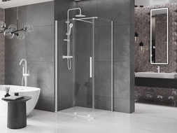 Mexen Velar плъзгаща се душ кабина 90 x 80 см, прозрачна, бяла - 871-090-080-01-20