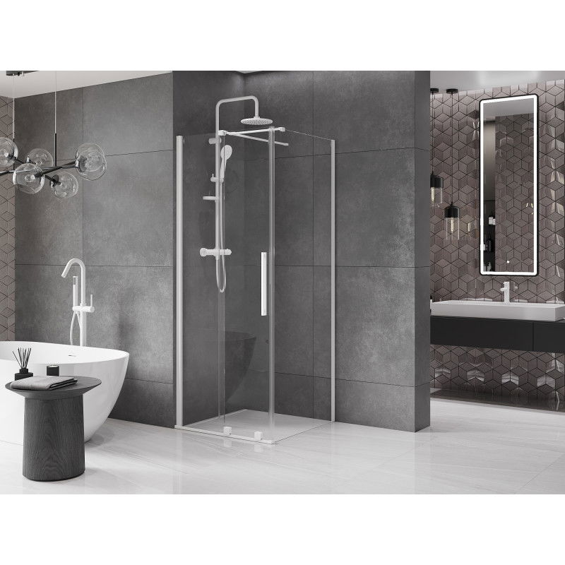 Mexen Velar плъзгаща се душ кабина 90 x 90 см, прозрачна, бяла - 871-090-090-01-20