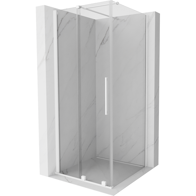 Mexen Velar плъзгащ се душ кабина 100 x 100 см, прозрачна, бяла - 871-100-100-01-20