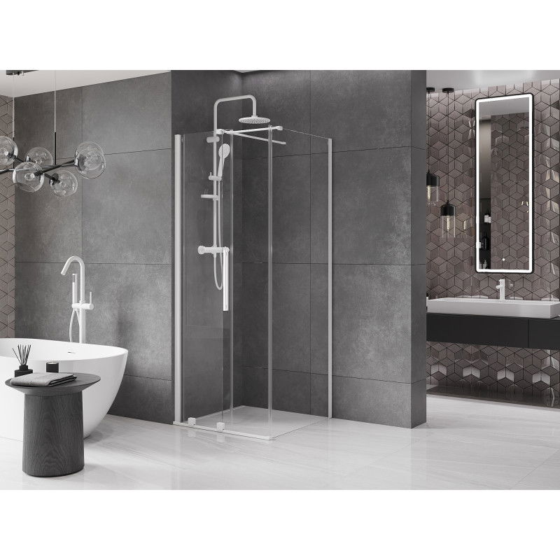 Mexen Velar разтегателна душ кабина 120 x 120 см, прозрачна, бяла - 871-120-120-01-20