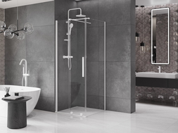 Mexen Velar разтегателна душ кабина 120 x 120 см, прозрачна, бяла - 871-120-120-01-20