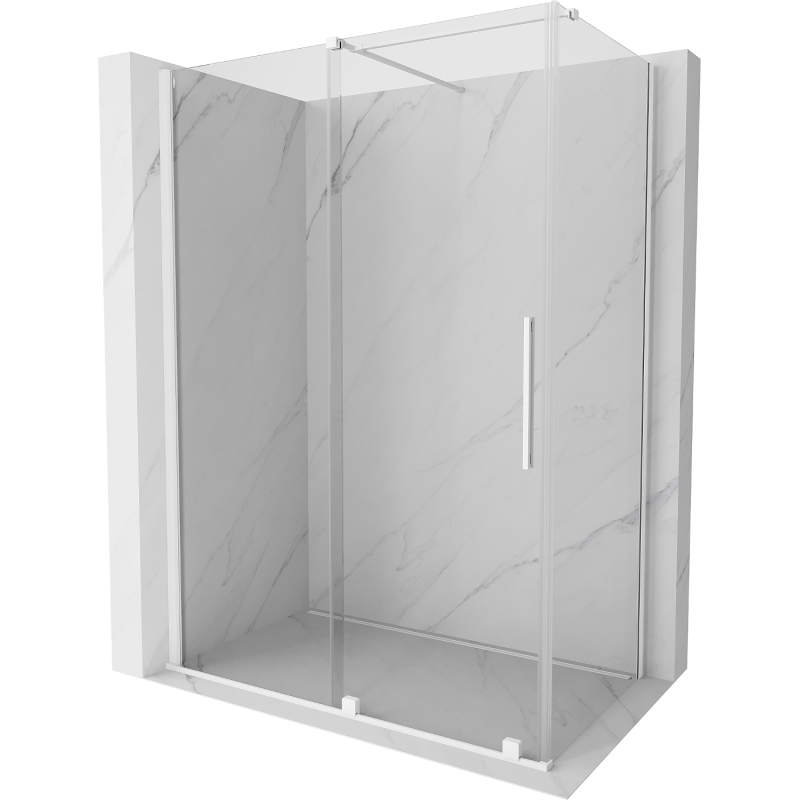 Mexen Velar плъзгаща се душ кабина 150 x 80 см, прозрачна, бяла - 871-150-080-01-20