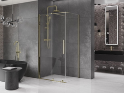 Mexen Velar плъзгаща се душ кабина 100 x 80 см, прозрачна, златна - 871-100-080-01-50