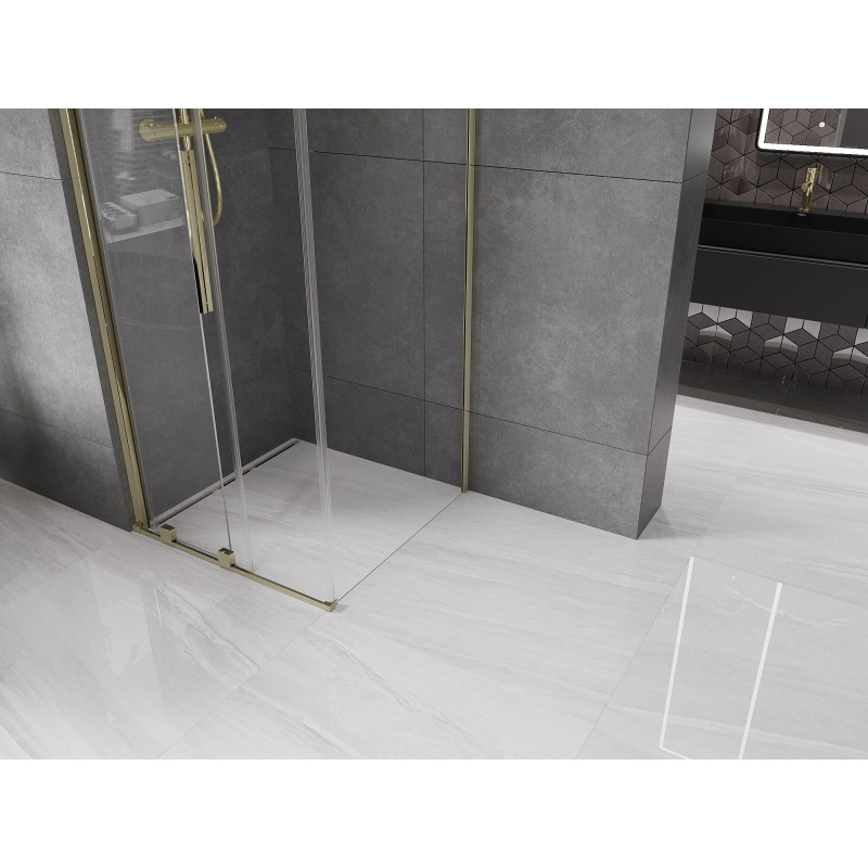 Mexen Velar плъзгаща се душ кабина 90 x 90 см, прозрачна, златна - 871-090-090-01-50