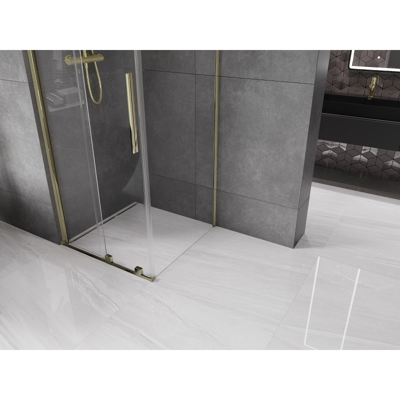 Mexen Velar плъзгаща се душ кабина 90 x 90 см, прозрачна, златна - 871-090-090-01-50