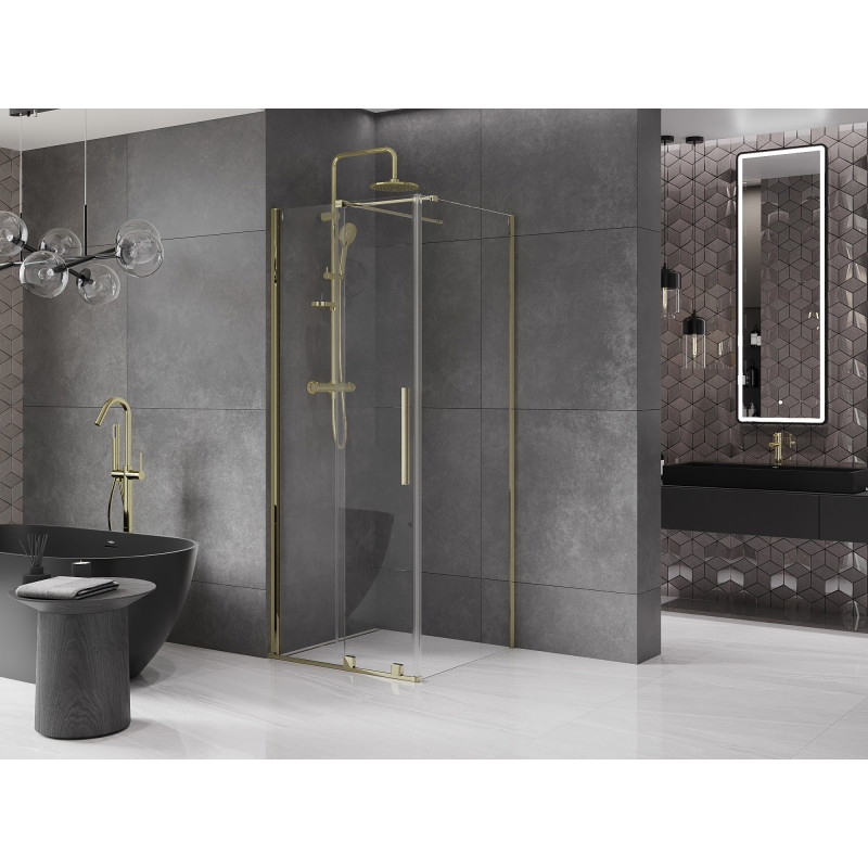 Mexen Velar плъзгаща се душ кабина 90 x 90 см, прозрачна, златна - 871-090-090-01-50
