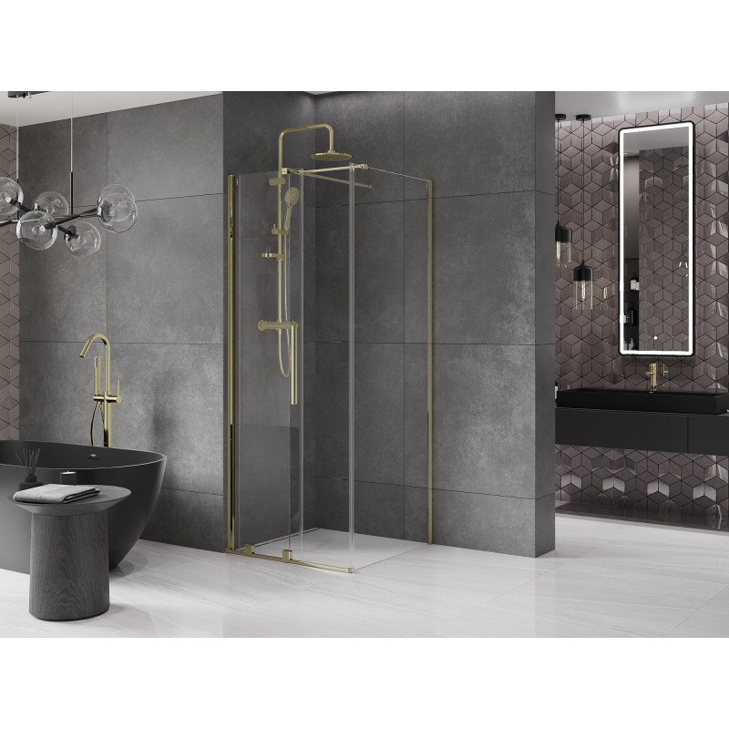 Mexen Velar плъзгаща се душ кабина 120 x 120 см, прозрачна, златна - 871-120-120-01-50