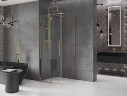 Mexen Velar плъзгаща се душ кабина 120 x 120 см, прозрачна, златна - 871-120-120-01-50