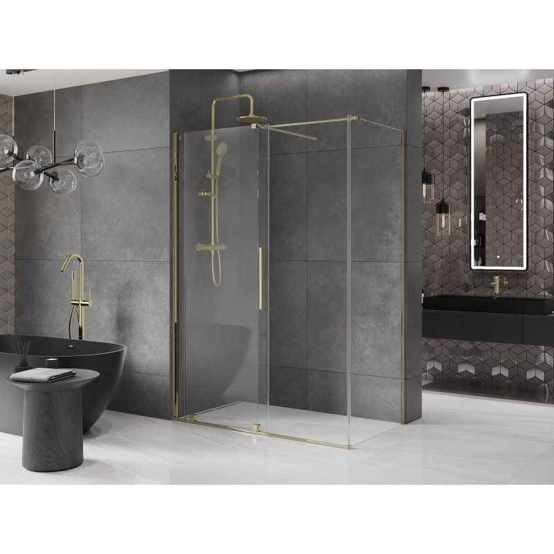 Mexen Velar плъзгаща се душ кабина 150 x 75 см, прозрачна, златна - 871-150-075-01-50